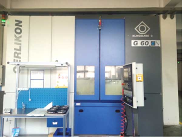 CNC epicycloidal bevel gear milling machine with labeled axes